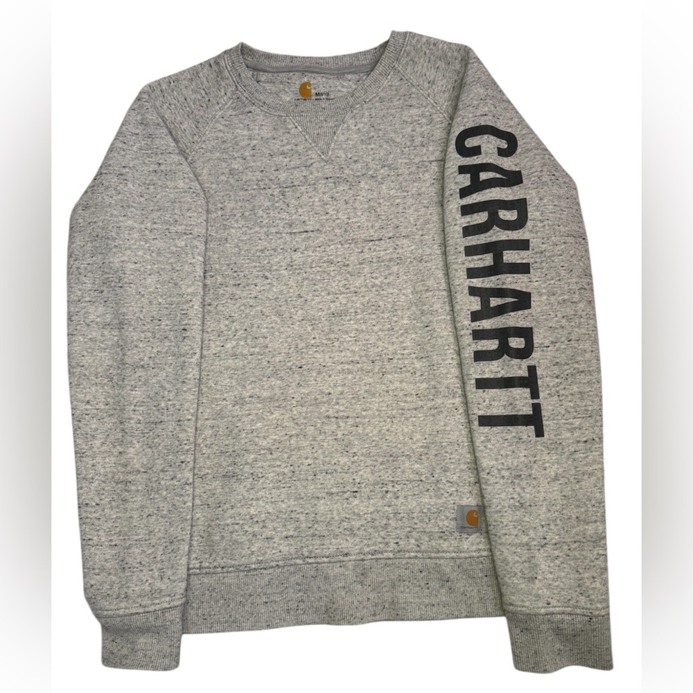 Carhartt Gray Crewneck Sweater with Vertical Logo